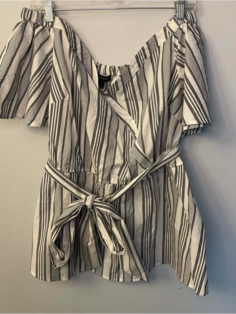 Lane Bryant Blue & White Striped Off-Shoulder Tie-Waist Tunic NWT
